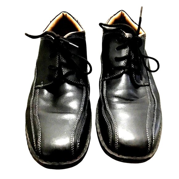 G.H. BASS & CO. MENS BLACK OXFORDS LEATHER UPPERS LACE UPCASUAL DRESS SHOES 11.5 - Picture 1 of 8
